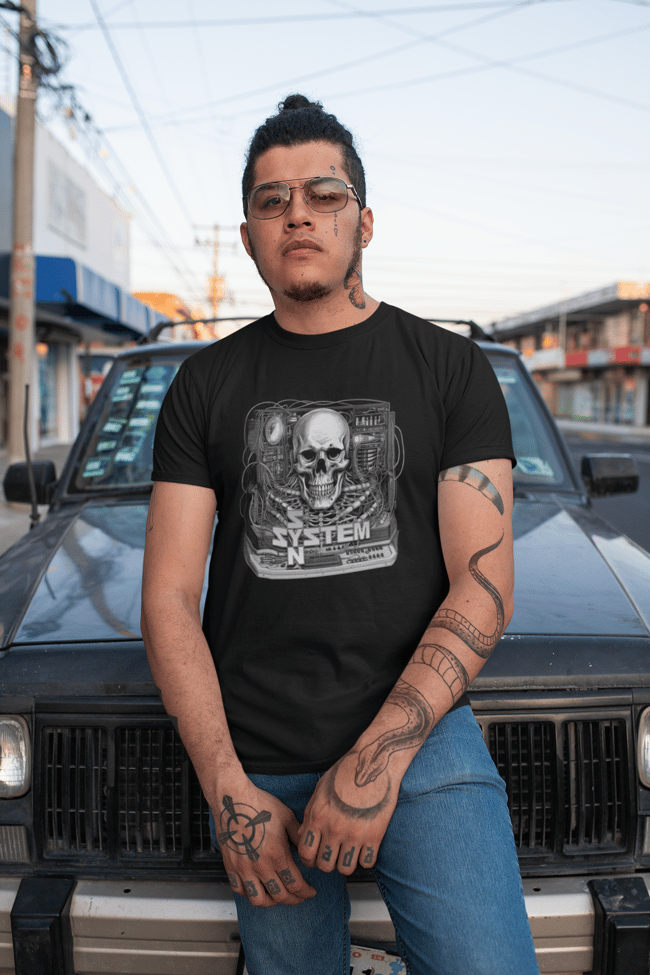 SYSTEM SYN Skull Synth shirt (black and white)