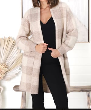 Image of Millie Checked Cardigan - Beige