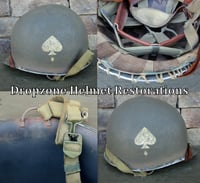 Image 4 of WWII M2 101st Airborne 506th PIR Helmet D-bale Front Seam Paratrooper liner. Captain D-Day Normandy
