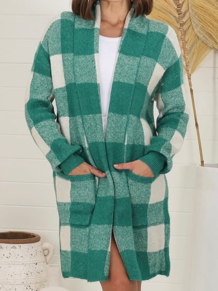 Image of Millie Checked Cardigan - Green