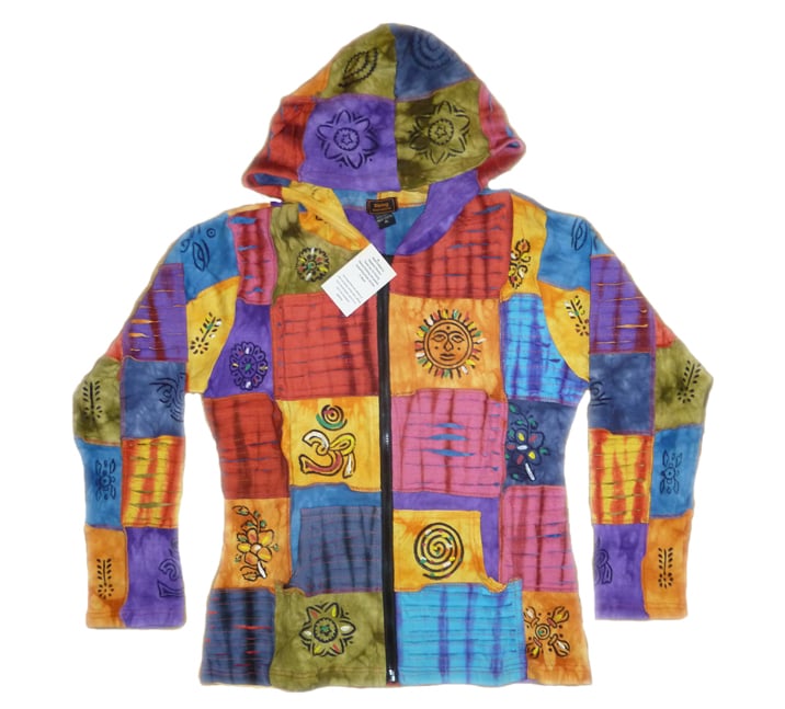 Image of WOMANS HANDMADE PATCHWORK QUILTED ZIP UP HOODIE