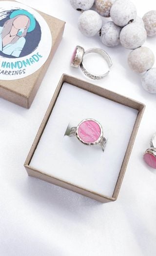 Image of Pink Marble Adjustable Ring