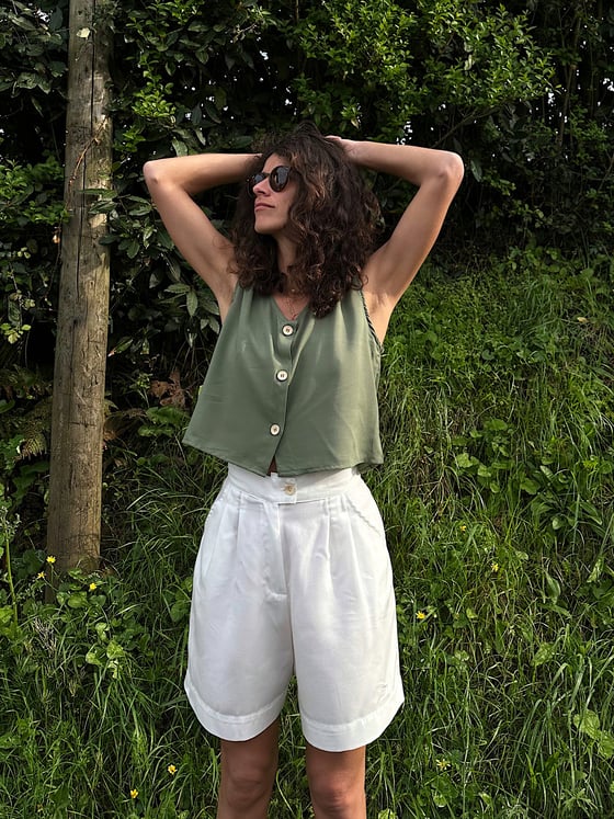 Image of CARLA long shorts 2 fabrics IVORI Antes 98€