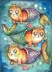 Image 2 of Purrmaids Art Print