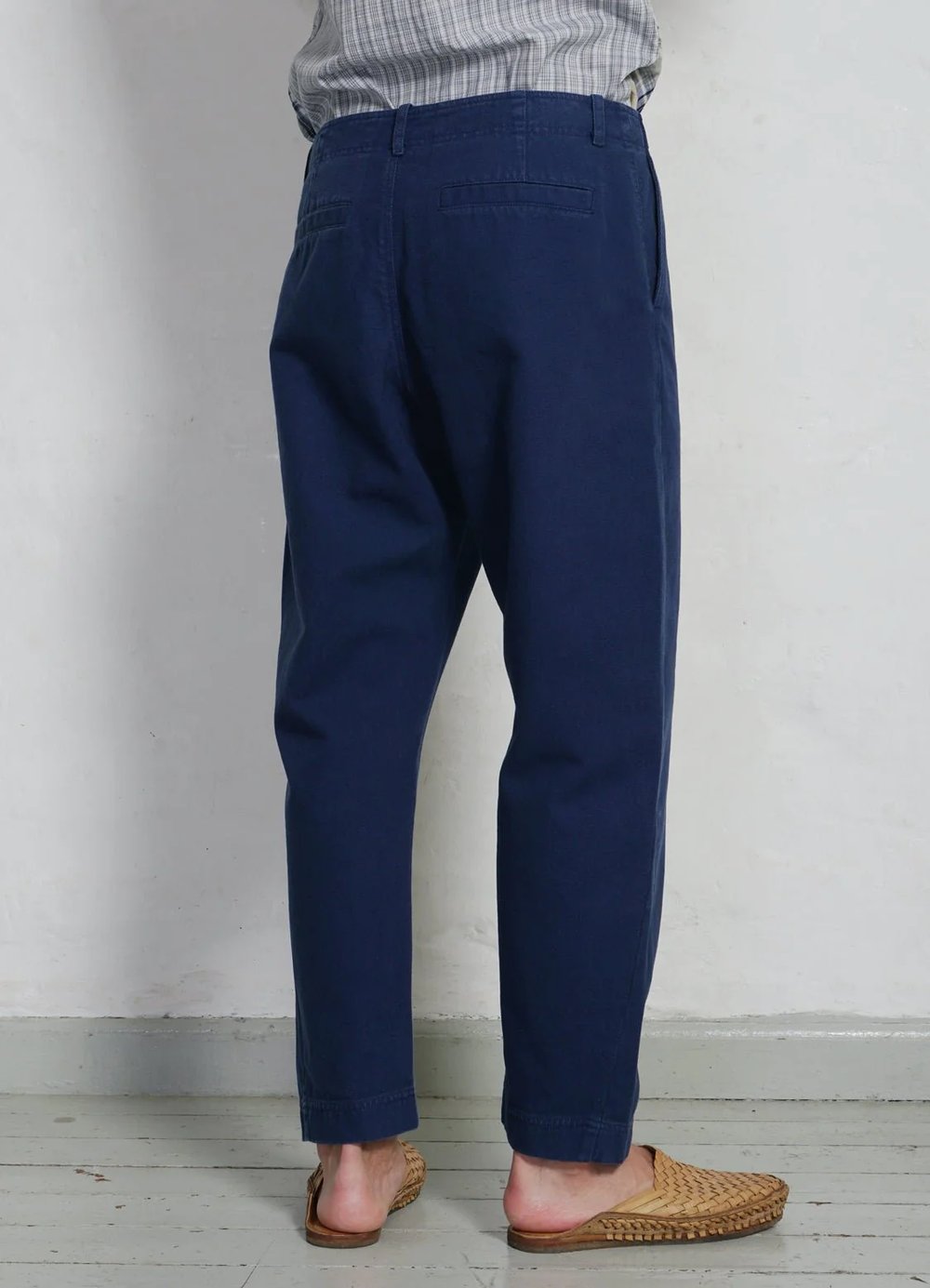 Hansen Garments TRYGVE | Wide Cut Cropped Trousers | work blue