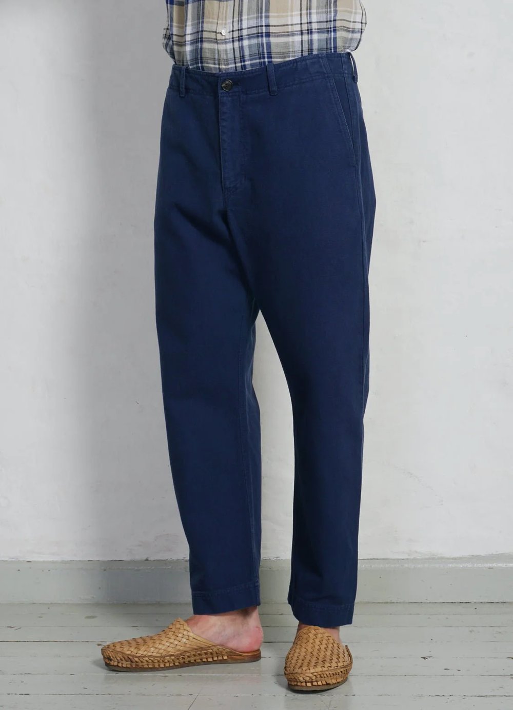 Hansen Garments TRYGVE | Wide Cut Cropped Trousers | work blue