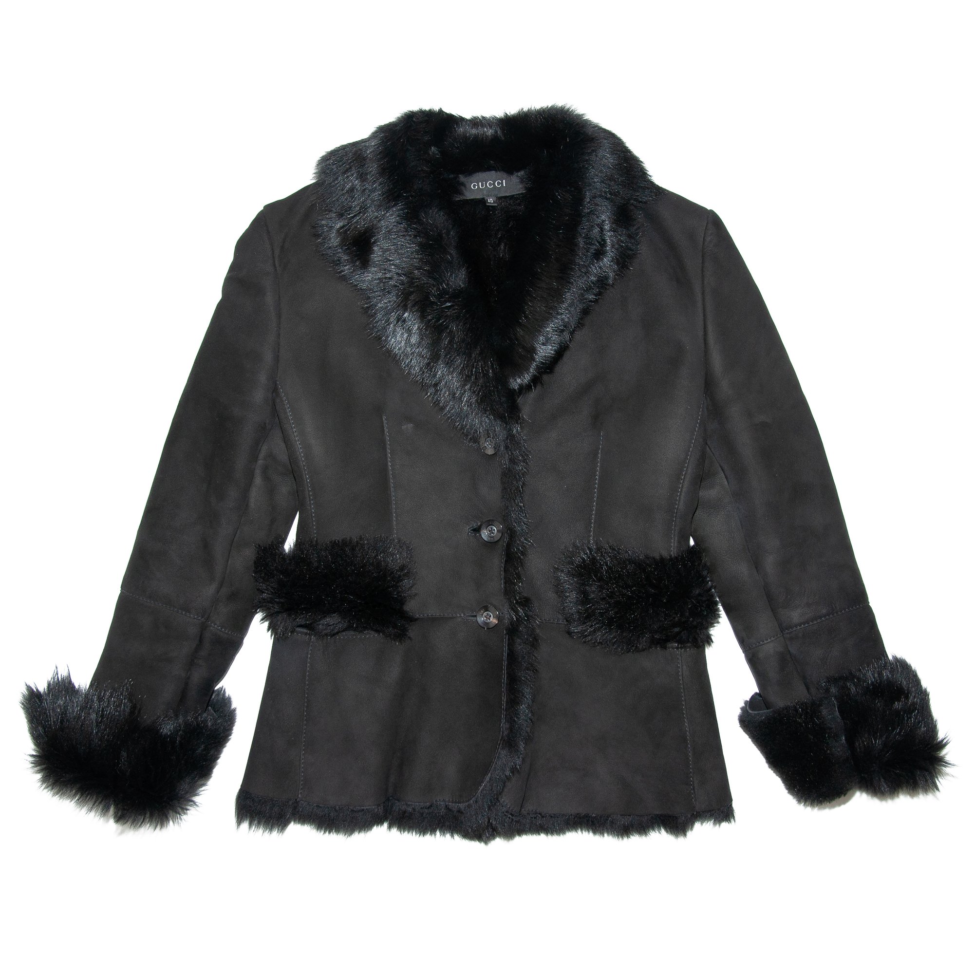 Image of Gucci by Tom Ford 1998 Shearling Jacket Black