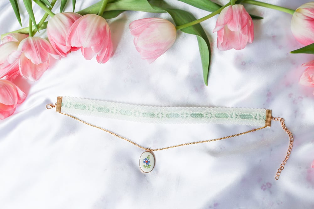 Image of The Little Princess Choker with Porcelain Pendant 