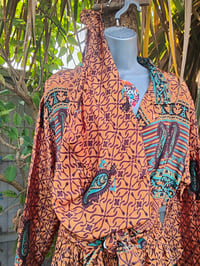 Image 7 of S/ M Sari PJs and matching dust bag with tassel mustard brown jade 