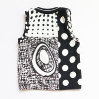 Image 2 of monochrome dots black and white patchwork 8/10 courtneycourtney top crewneck sweater vest