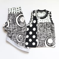 Image 4 of monochrome dots black and white patchwork 8/10 courtneycourtney top crewneck sweater vest