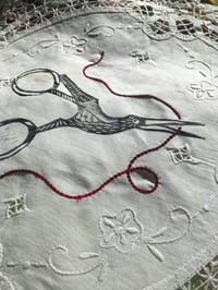 Image 2 of Crane Scissors Doily Patch