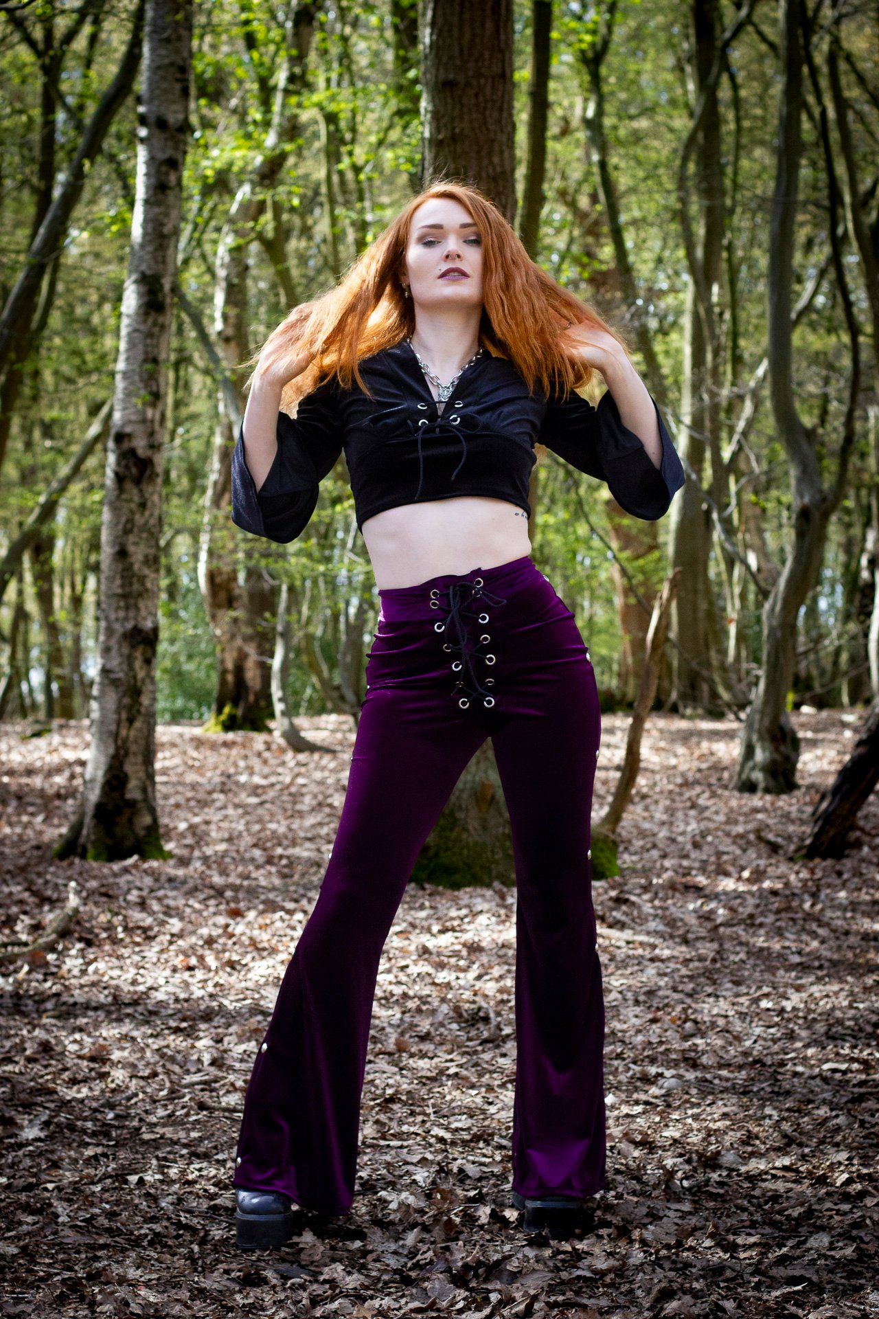 Purple velvet sale bell bottoms