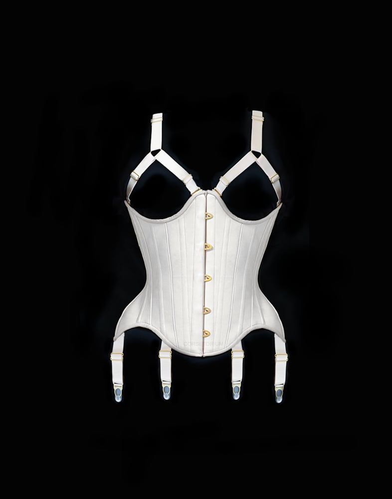 Image of CYRA UNDERBUST LEATHER CORSET -  IVORY