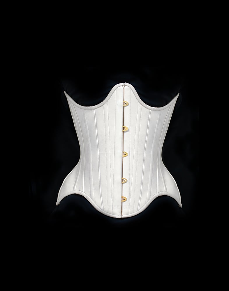 Image of CYRA UNDERBUST LEATHER CORSET -  IVORY