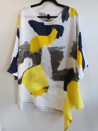Image 3 of yellow and white linen top