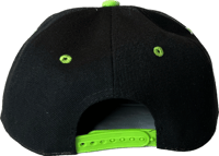 Image 2 of FLAT BILL PLAIN VINTAGE SNAPBACK Black/Lime