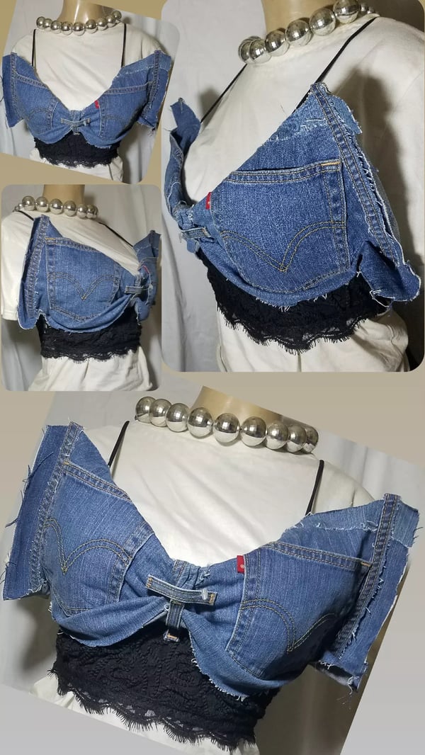 Image of Tasty Raw Edge Denim “Booty Busted” Tee Topper Cami