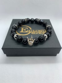 Image 1 of Black Banded Agate Silver Crown w/Accents