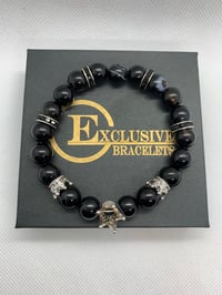Image 2 of Black Banded Agate Silver Crown w/Accents