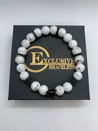 Image 2 of White and Black Swirl Agate Black Crown w/Black Accents
