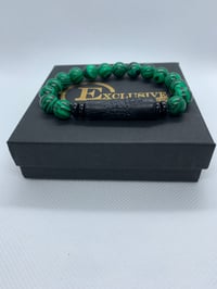 Image 1 of Black and Green Malachite Stone Black w/ Black Bar
