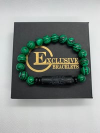Image 2 of Black and Green Malachite Stone Black w/ Black Bar
