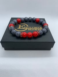 Image 1 of Grey Swirl and Red Agate w/Red Accents