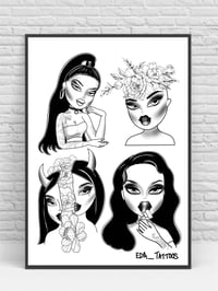 Image 1 of “Bratty Girls” tattoo art print