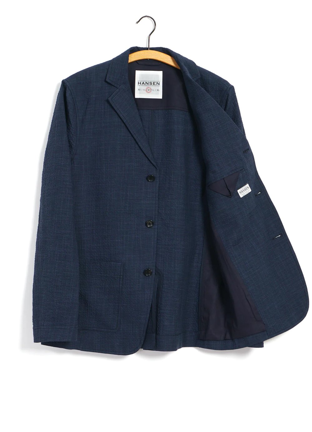 Hansen Garments CHARLIE | Easy Three Button Blazer | crinkle blue