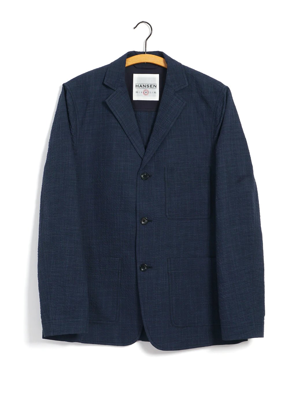 Hansen Garments CHARLIE | Easy Three Button Blazer | crinkle blue