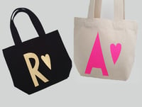 Initial Mini Tote Bag - Gold or Neon Pink