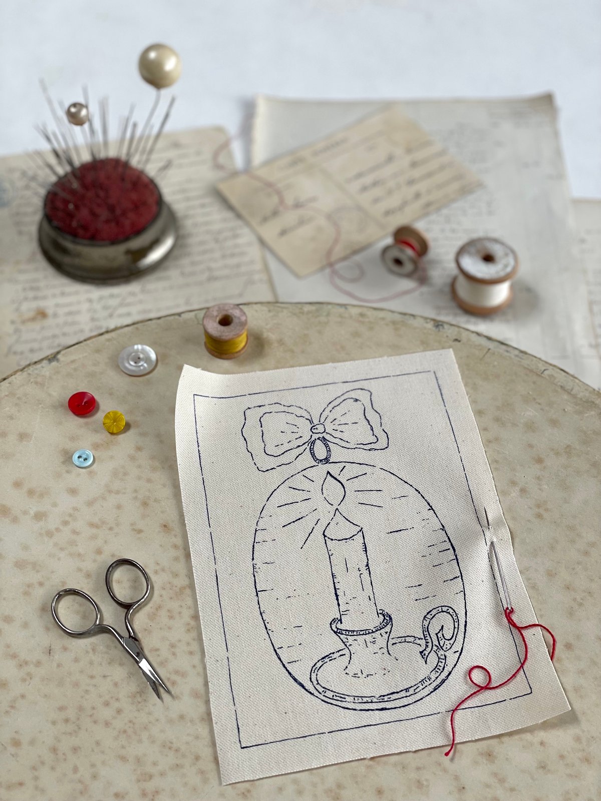 Image of Festive Candle Embroidery Template
