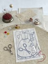 Dress, Thread, Needle & Scissors Embroidery Template