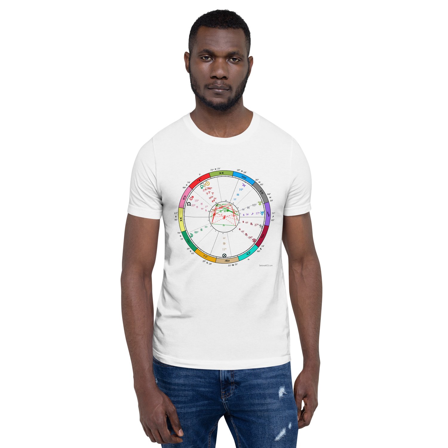 Image of Your Astrology Birth Chart Wheel only-Unisex t-shirt-white. Show your uniqueness!