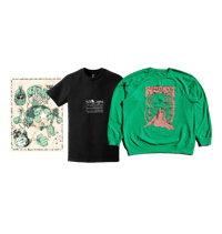 BUNDLE - "ANCHE LE AQUILE CADONO NEL VUOTO" - (felpa verde, t-shirt, poster)