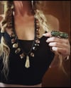 1960s Tibetan shaman tooth and glass bead prayer necklace