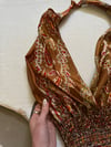 early 1970s golden paisley scarf halter top