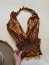 early 1970s golden paisley scarf halter top