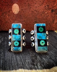 Image 1 of WL&A Handmade Old Style Heavy Ingot Night & Water Mosaic Inlay Rings