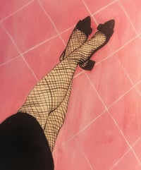 Shoes - Black Sling-backs & Fishnets