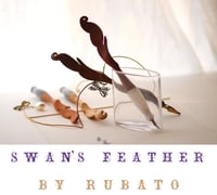 Image 1 of Swan’s feather pen / hand-carved walnut / White