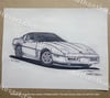 1990 Corvette ZR1 Original Pen Drawing 8.5X11 Inches With Black Frame Free Ship