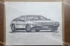 1982 DMC DeLorean Original Pencil Drawing 8.5X11 Inches With Black Frame Free Ship