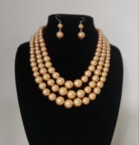 Image 2 of 3 Layer Pearl Necklace with Earrings
