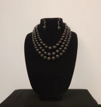 Image 4 of 3 Layer Pearl Necklace with Earrings