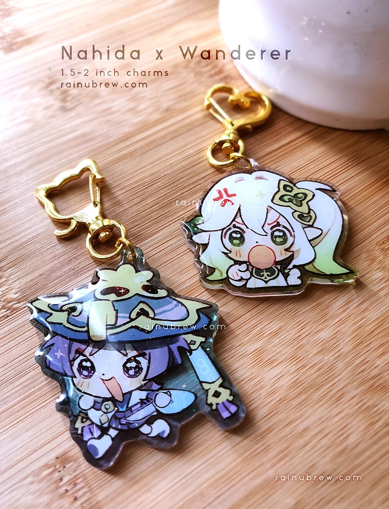 Image of Wanderer x Nahida (Genshin Impact) | 1.5-2 inch charms