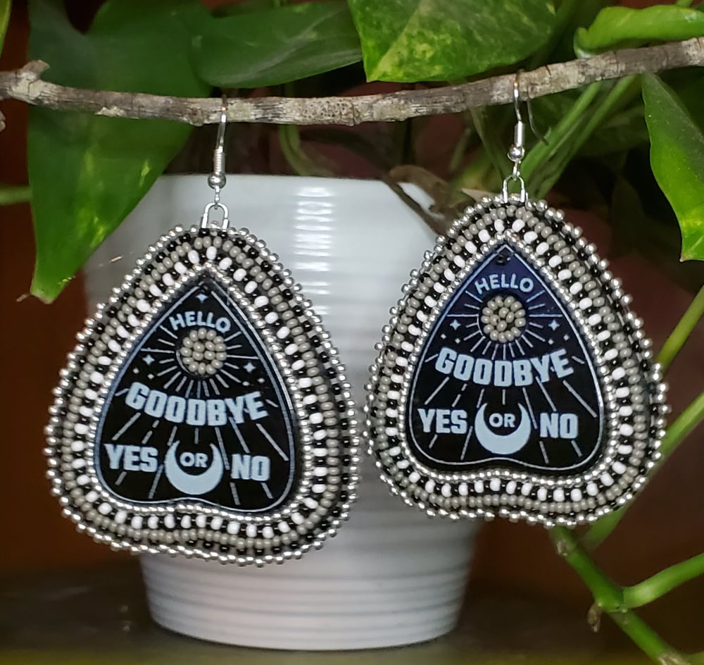 Image of Ouija Planchette Beaded Earrings 