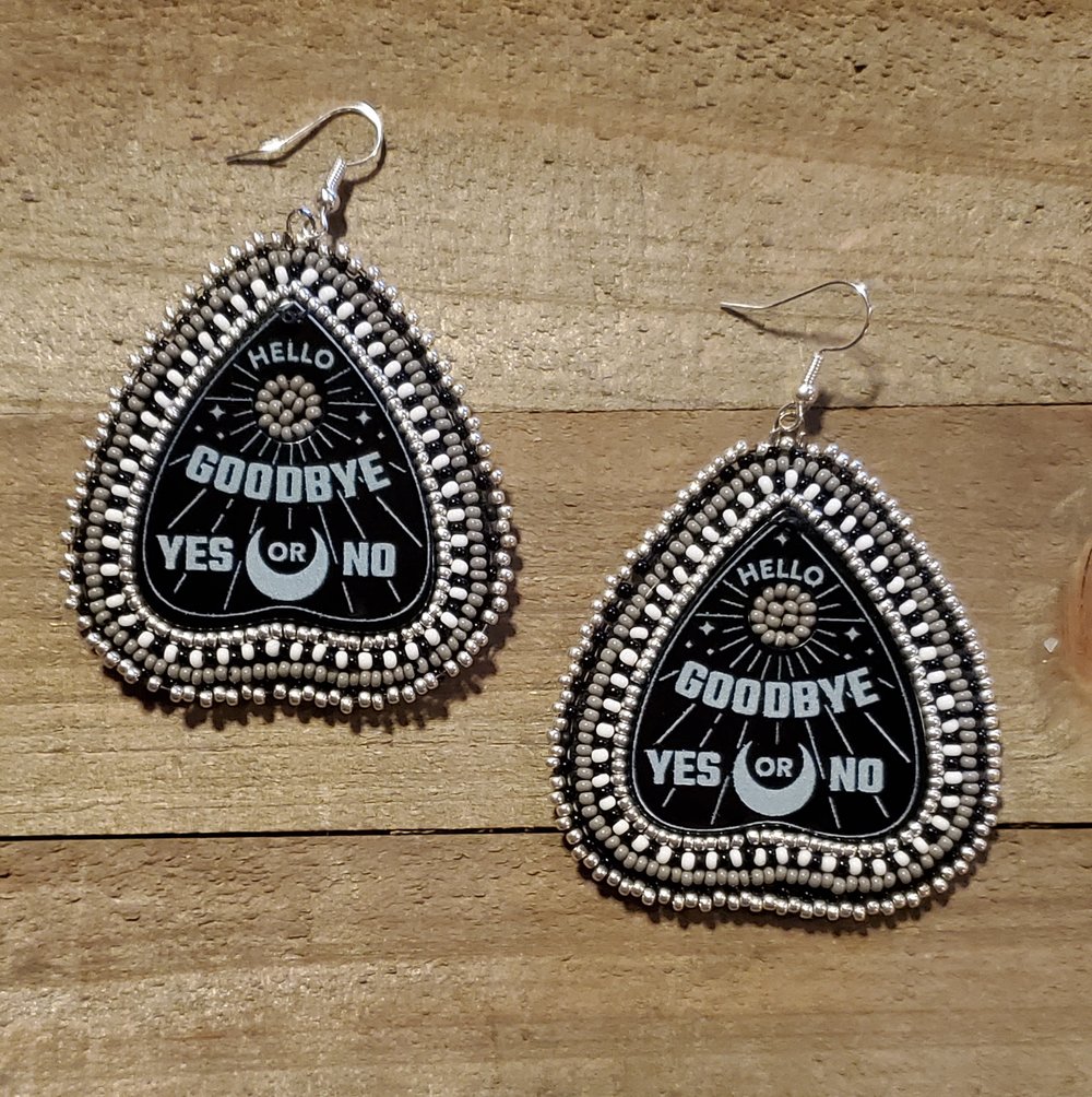 Image of Ouija Planchette Beaded Earrings 