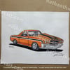 Original Orange 1970 El Camino Painting Painting 8.5X11 Inches With Black Frame Free Ship